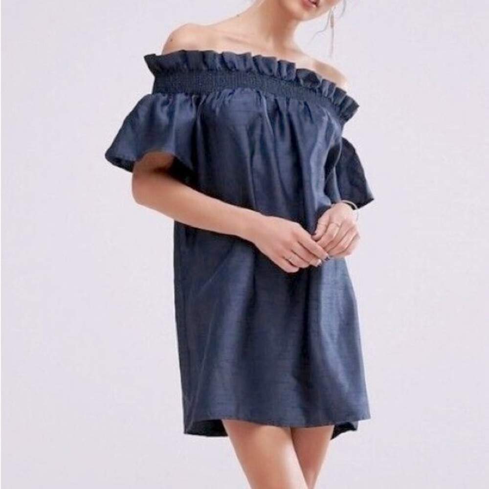 Keepsake “Sweet Life” off-the-shoulder mini dress, blue size XS